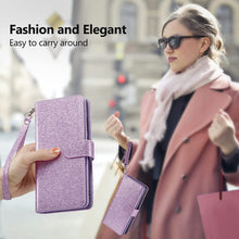Load image into Gallery viewer, iPhone 13 Pro Max Card Holder Magnetic Kickstand Strap Glitter Case. - Redpepper Cases