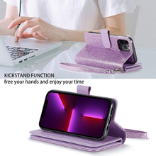 Load image into Gallery viewer, iPhone 13 Pro Max Card Holder Magnetic Kickstand Strap Glitter Case. - Redpepper Cases