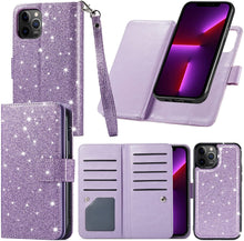 Load image into Gallery viewer, iPhone 13 Pro Max Card Holder Magnetic Kickstand Strap Glitter Case. - Redpepper Cases