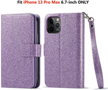 Load image into Gallery viewer, iPhone 13 Pro Max Card Holder Magnetic Kickstand Strap Glitter Case. - Redpepper Cases