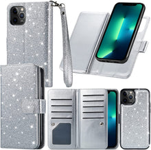 Load image into Gallery viewer, iPhone 13 Pro Max Card Holder Magnetic Kickstand Strap Glitter Case. - Redpepper Cases
