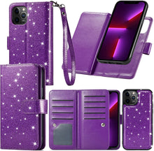 Load image into Gallery viewer, iPhone 13 Pro Max Card Holder Magnetic Kickstand Strap Glitter Case. - Redpepper Cases