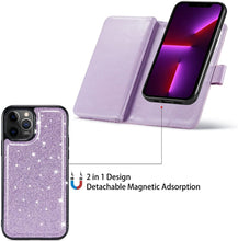Load image into Gallery viewer, iPhone 13 Pro Max Card Holder Magnetic Kickstand Strap Glitter Case. - Redpepper Cases