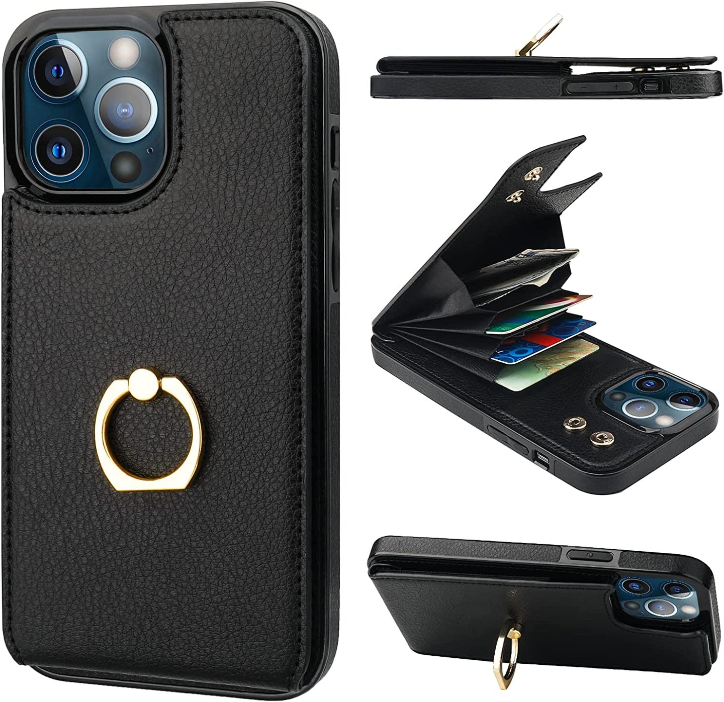 iPhone 13 Pro Max Case Wallet Card Holder, 360°Rotation 6.7 Inch Brown - Redpepper Cases