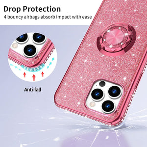 iPhone 13 Pro Max Cute Sparkle Diamond Ring Car Case - Redpepper Cases