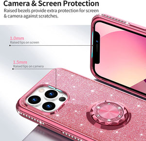 iPhone 13 Pro Max Cute Sparkle Diamond Ring Car Case - Redpepper Cases