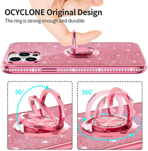 iPhone 13 Pro Max Cute Sparkle Diamond Ring Car Case - Redpepper Cases