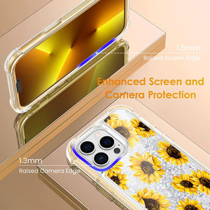 iPhone 13 Pro Max Liquid Glitter Flower Case - Redpepper Cases