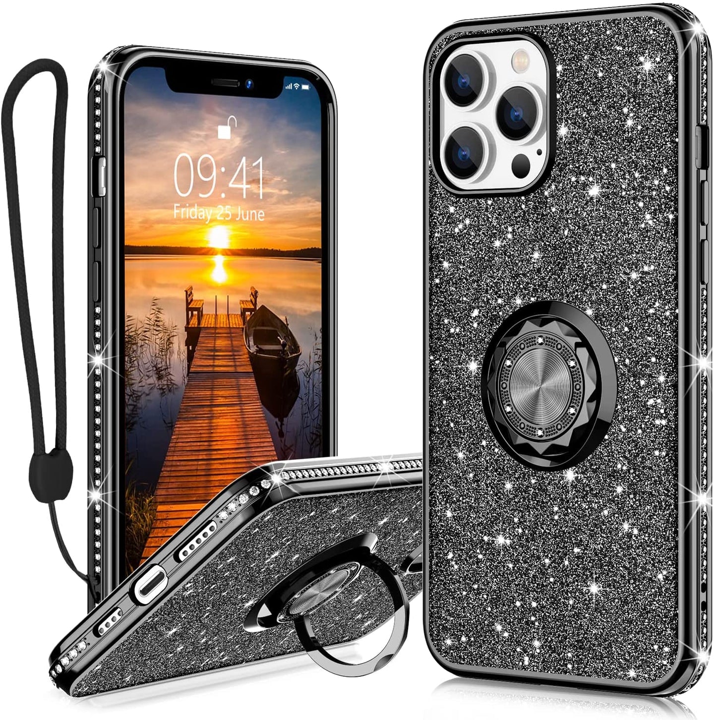iPhone 13 Pro Ring Stand Case. [Diamond glitter] - Redpepper Cases