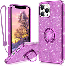 Load image into Gallery viewer, iPhone 13 Pro Ring Stand Case. [Diamond glitter] - Redpepper Cases