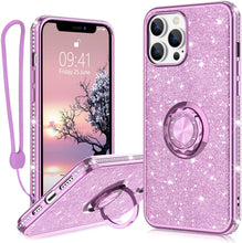 Load image into Gallery viewer, iPhone 13 Pro Ring Stand Case. [Diamond glitter] - Redpepper Cases