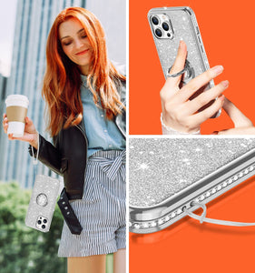 iPhone 13 Pro Ring Stand Case. [Diamond glitter] - Redpepper Cases