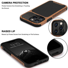 Load image into Gallery viewer, iPhone 13 Pro Wood Grain Carbon Fiber Texture Design Leather Hybrid Case. - Redpepper Cases