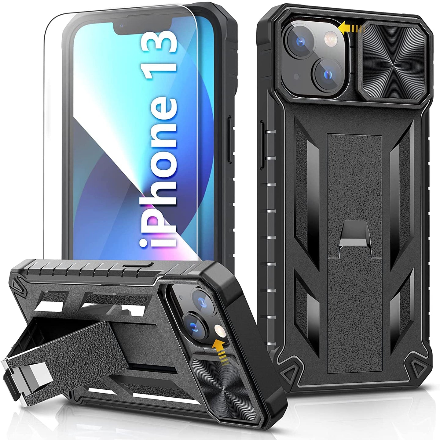 iPhone 13 Rugged Kickstand Slide Shockproof Case - Redpepper Cases