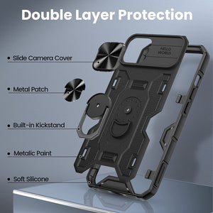 iPhone 14 Kickstand Slide Camera Cover Built in 360° Rotate Ring Case - Redpepper Cases