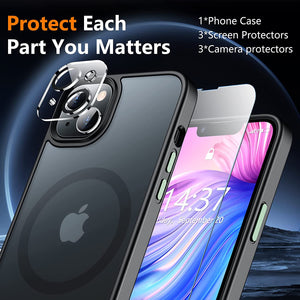 iPhone 14 Max Case, Translucent Aluminum Alloy Button,3 Pack Black - Redpepper Cases