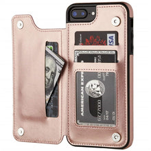 Load image into Gallery viewer, iPhone 14 Max Leather Retro Card Holder Flip Mini Wallet Case - Redpepper Cases