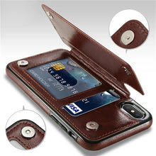 Load image into Gallery viewer, iPhone 14 Max Leather Retro Card Holder Flip Mini Wallet Case - Redpepper Cases
