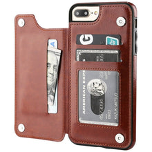 Load image into Gallery viewer, iPhone 14 Max Leather Retro Card Holder Flip Mini Wallet Case - Redpepper Cases