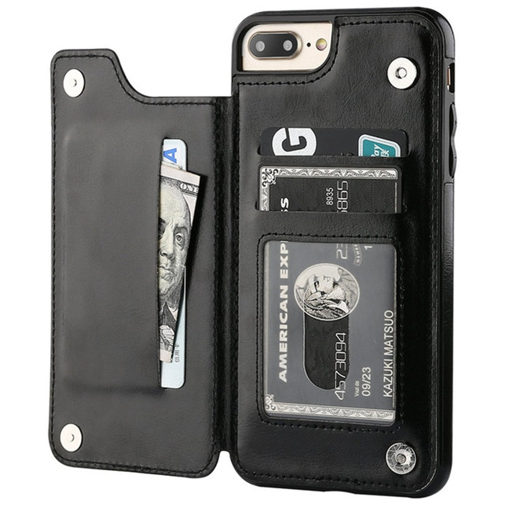 iPhone 14 Max Leather Retro Card Holder Flip Mini Wallet Case - Redpepper Cases
