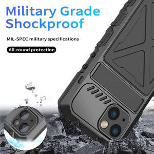 iPhone 14 Metal Kickstand Metal Frame Rugged Silicone Heavy Duty Case - Redpepper Cases