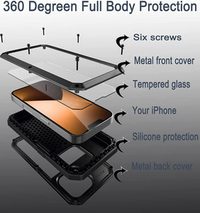 iPhone 14 Pro Full Body Shockproof Waterproof Aluminum Alloy Metal Case - Redpepper Cases