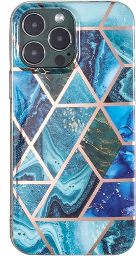 iPhone 14 Pro Marble Geometric Pattern Flexible Silicone Protective Case Woman/Girl - Redpepper Cases