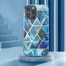 Load image into Gallery viewer, iPhone 14 Pro Marble Geometric Pattern Flexible Silicone Protective Case Woman/Girl - Redpepper Cases