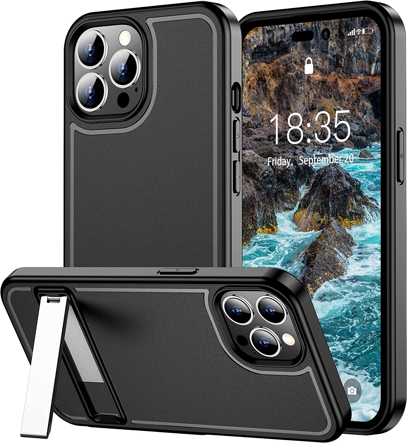 iPhone 14 Pro Max Case 6.7 inch, Military Grade Drop Protection Shockproof Cover, Black - Redpepper Cases