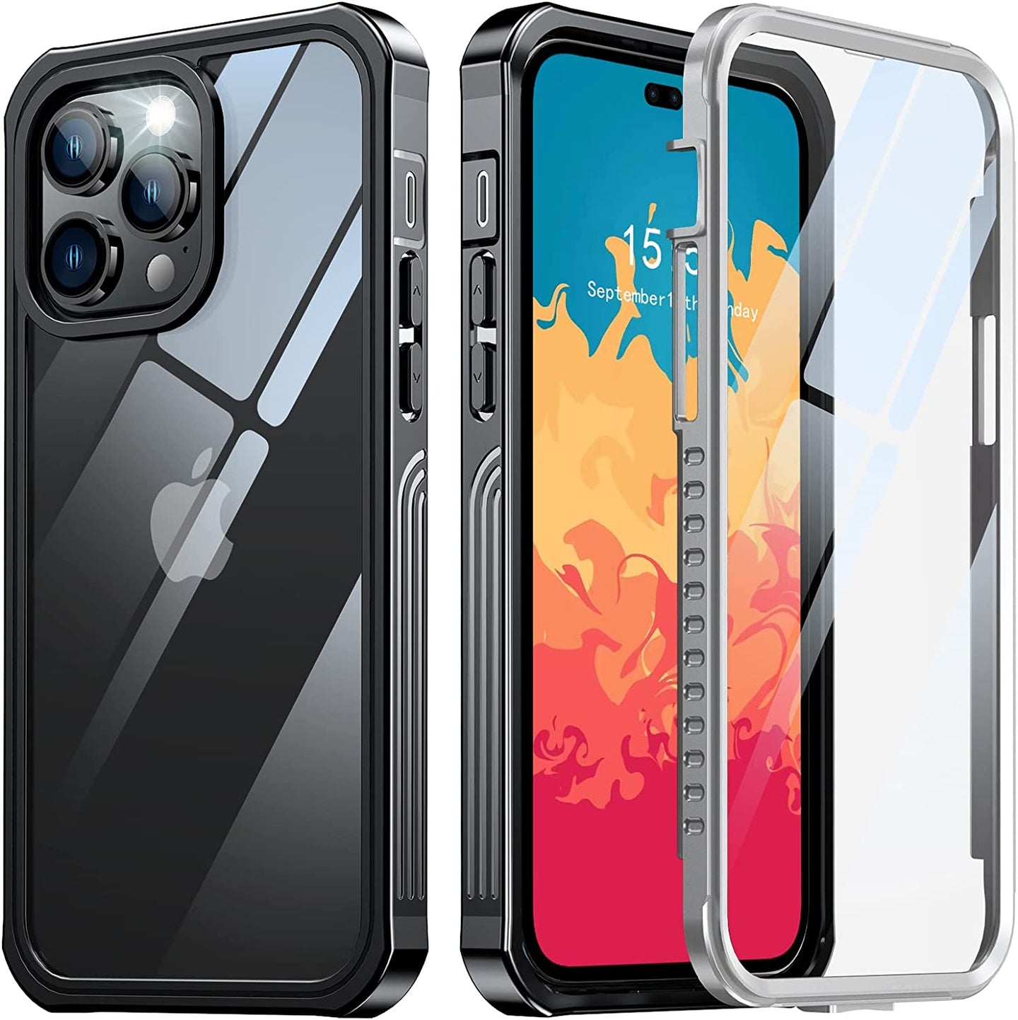 iPhone 14 Pro Max Case Tempered Bumper Case Rugged Cover Black - Redpepper Cases