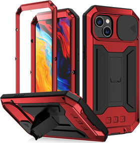 iPhone 14 Pro Metal Camera Cover Military Grade Aluminum Heavy Duty Kickstand Case - Redpepper Cases