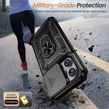 Load image into Gallery viewer, iPhone 14 Pro Slide Camera Cover Ring Stand Heavy Duty Rugged Bumper Case - Redpepper Cases