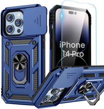 Load image into Gallery viewer, iPhone 14 Pro Slide Camera Cover Ring Stand Heavy Duty Rugged Bumper Case - Redpepper Cases