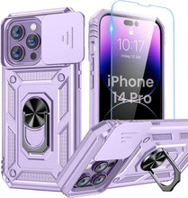 Load image into Gallery viewer, iPhone 14 Pro Slide Camera Cover Ring Stand Heavy Duty Rugged Bumper Case - Redpepper Cases