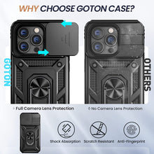 Load image into Gallery viewer, iPhone 14 Pro Slide Camera Cover Ring Stand Heavy Duty Rugged Bumper Case - Redpepper Cases