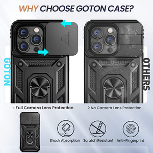 iPhone 14 Pro Slide Camera Cover Ring Stand Heavy Duty Rugged Bumper Case - Redpepper Cases