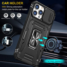 Load image into Gallery viewer, iPhone 14 Pro Sliding Camera Cover Ring Stand Heavy Duty Case - Redpepper Cases