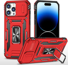 Load image into Gallery viewer, iPhone 14 Pro Sliding Camera Cover Ring Stand Heavy Duty Case - Redpepper Cases