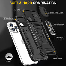Load image into Gallery viewer, iPhone 14 Pro Sliding Camera Cover Ring Stand Heavy Duty Case - Redpepper Cases