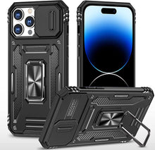 Load image into Gallery viewer, iPhone 14 Pro Sliding Camera Cover Ring Stand Heavy Duty Case - Redpepper Cases