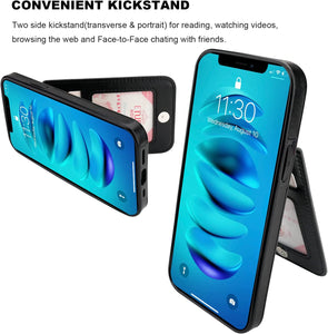 iPhone 14 Pro Wallet Credit Card Holder Flip Leather Magnetic Clasp Kickstand Heavy Duty Case - Redpepper Cases