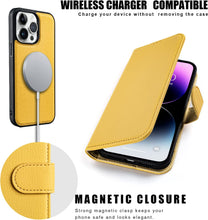 Load image into Gallery viewer, iPhone 14 Pro Wallet Detachable Flip Folio 4 Card Slots Holder Leather Magnetic Kickstand Case - Redpepper Cases