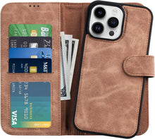 Load image into Gallery viewer, iPhone 14 Pro Wallet Detachable Flip Folio 4 Card Slots Holder Leather Magnetic Kickstand Case - Redpepper Cases
