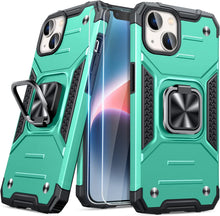 Load image into Gallery viewer, iPhone 14 Shockproof Heavy-Duty Metal Ring Kickstand Case - Redpepper Cases