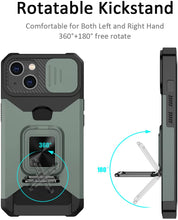 Load image into Gallery viewer, iPhone 14 Sliding Camera Cover &amp; Card Holder Ring Magnetic Kickstand Case - Redpepper Cases