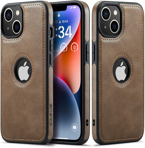iPhone 14 Slim Premium Vegan Leather Classic Luxury Elegant Logo View Case - Redpepper Cases