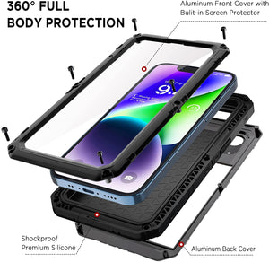 iPhone 14 Waterproof Metal Heavy Duty Full Body Built in Screen Protector Case - Redpepper Cases