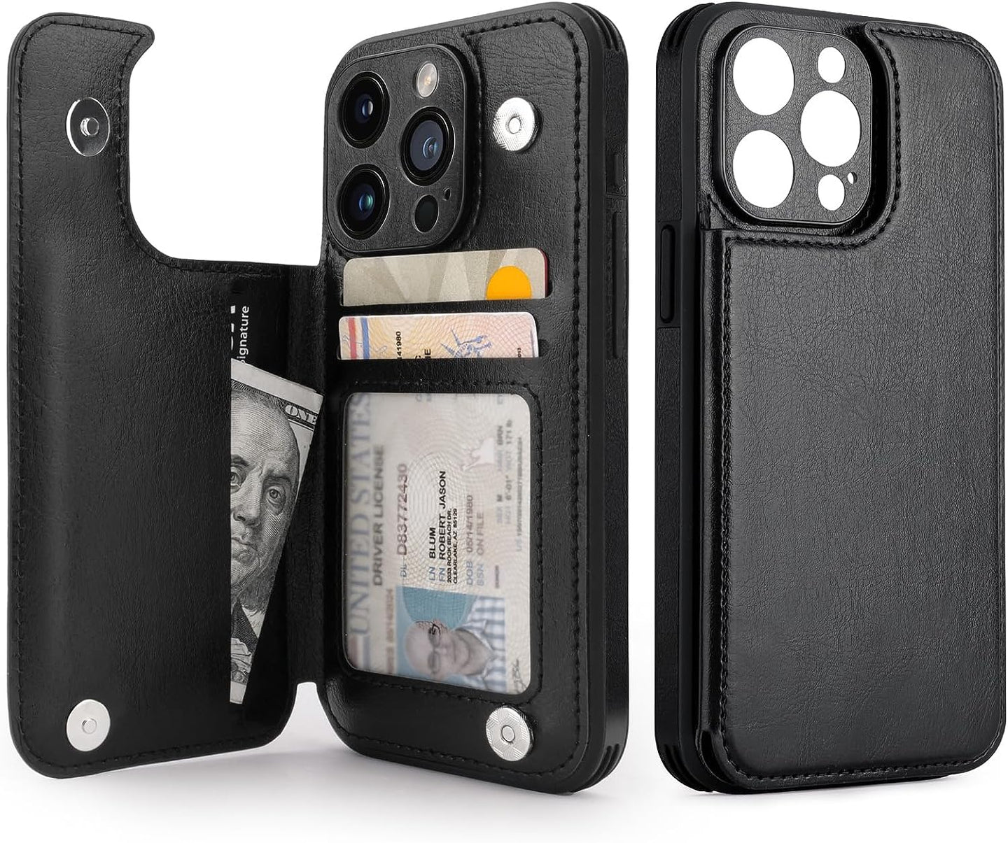 iPhone 15 Pro Case Card Holder Leather Phone Wallet Case - Redpepper Cases