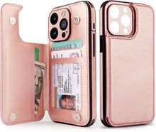Load image into Gallery viewer, iPhone 15 Pro Case Card Holder Leather Phone Wallet Case - Redpepper Cases