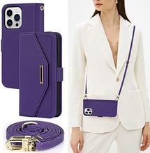 Load image into Gallery viewer, iPhone 15 Pro Max Wallet Case Shoulder Strap - Redpepper Cases
